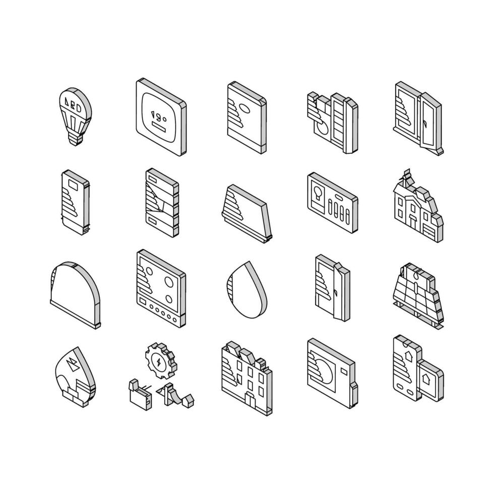 energy efficient technology green isometric icons set vector
