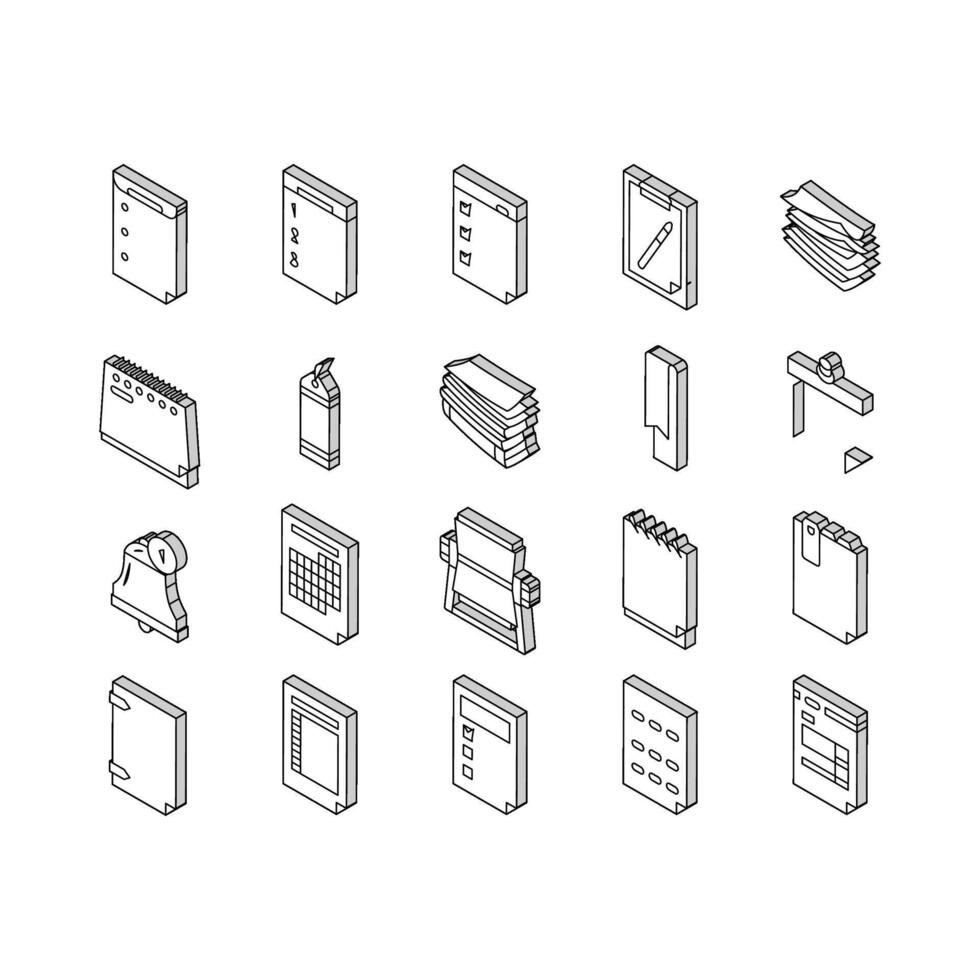 list check document tick isometric icons set vector