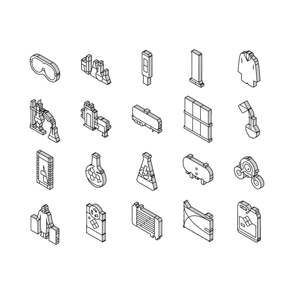 químico ingeniero investigación isométrica íconos conjunto vector