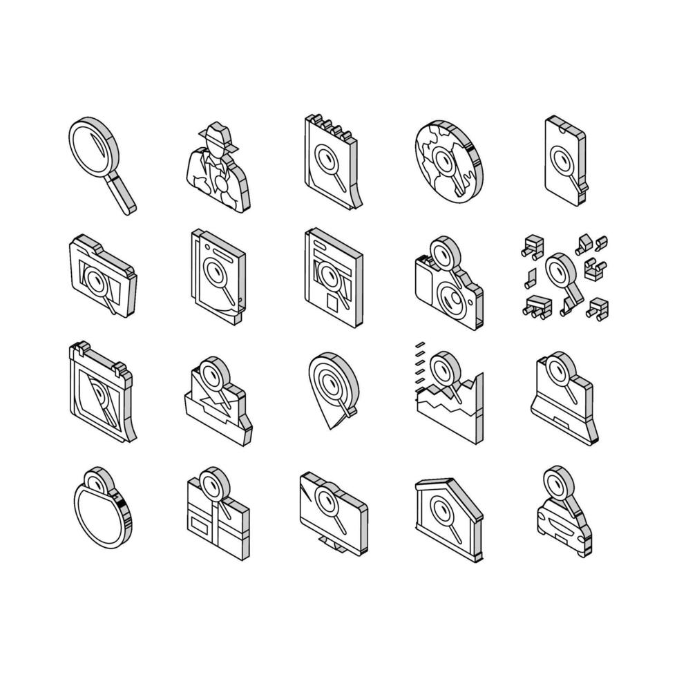 search web website internet isometric icons set vector