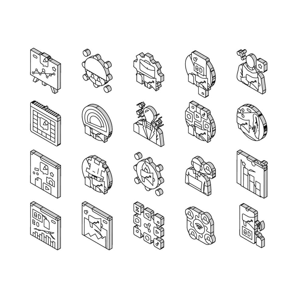 social media marketing isometric icons set vector