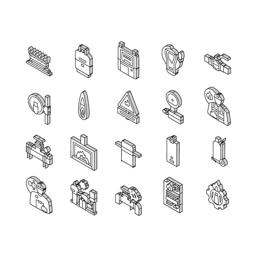 gas service energy power fuel isometric icons set vector