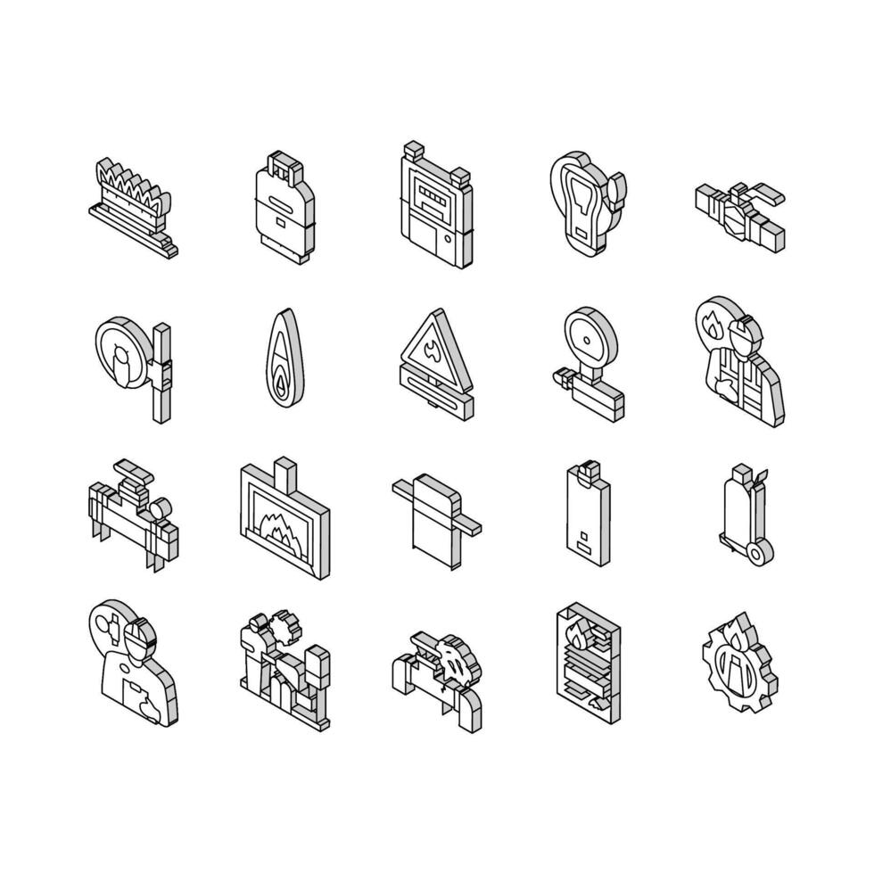 gas Servicio energía poder combustible isométrica íconos conjunto vector