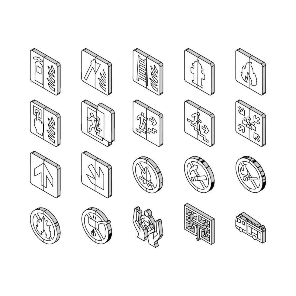 emergency safety security danger isometric icons set vector