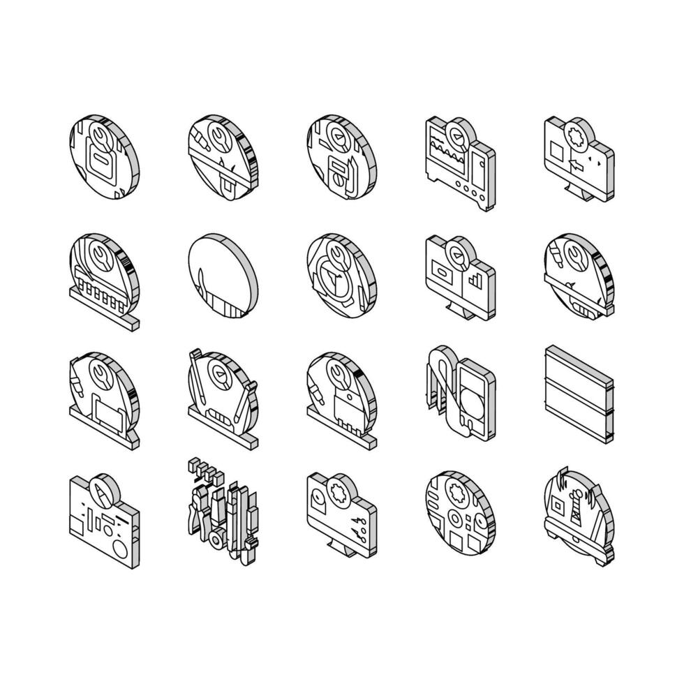 electronics technician technology isometric icons set vector