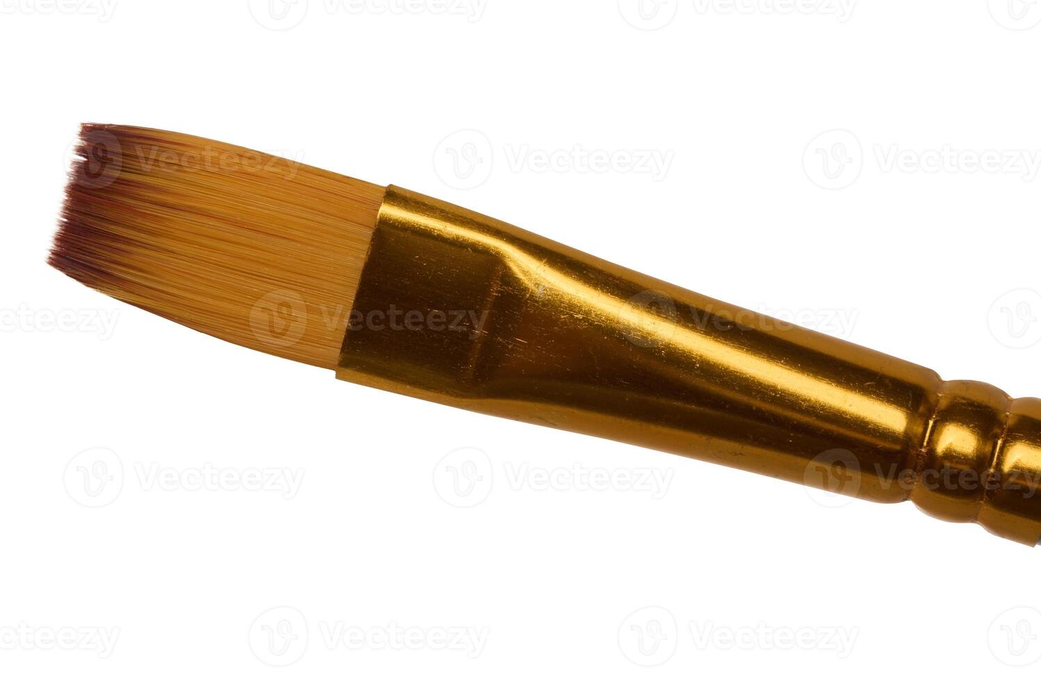 Art brush for oil paints with brown bristles on an isolated background photo