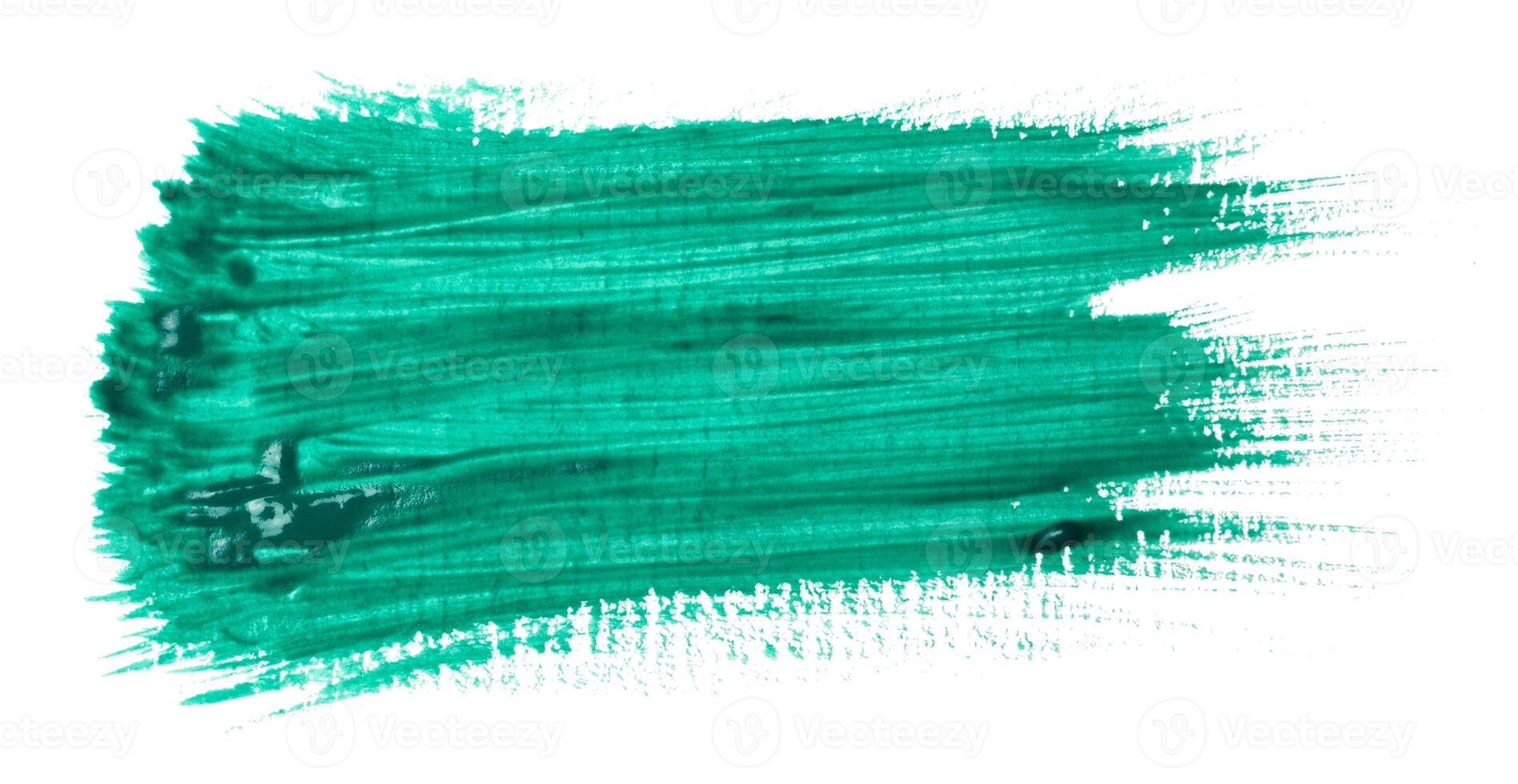 Watercolor brush stroke of green paint on a white isolated background photo