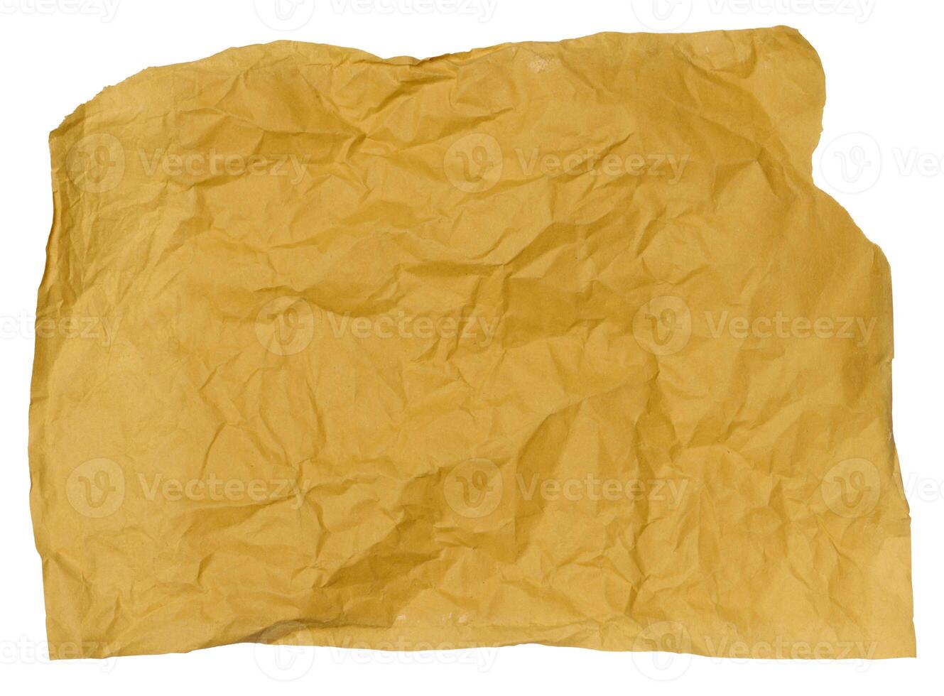 Crumpled yellow sheet of paper on a white isolated background photo