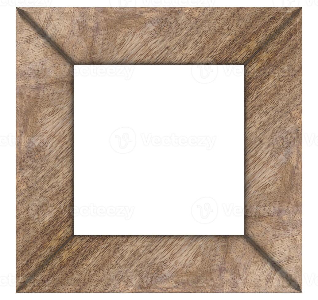 Blank square brown wooden frame on isolated background photo
