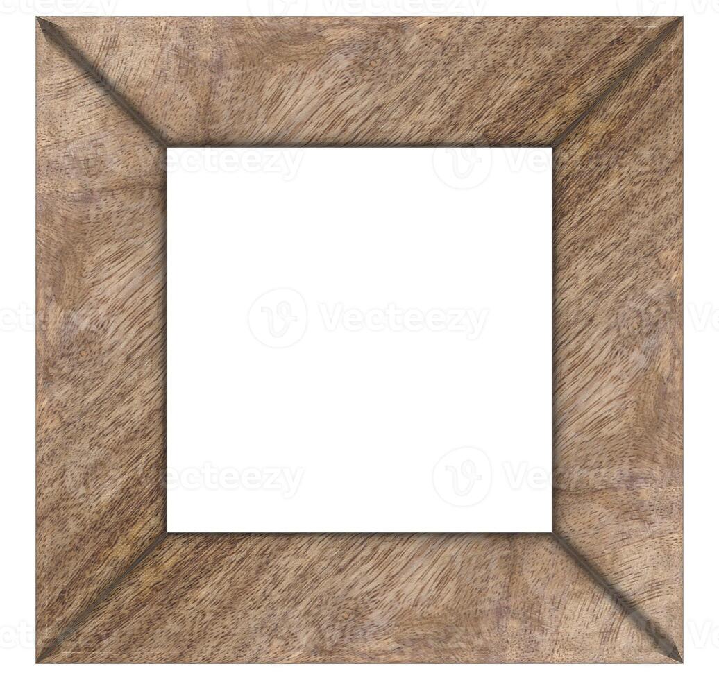 Blank square brown wooden frame on isolated background photo