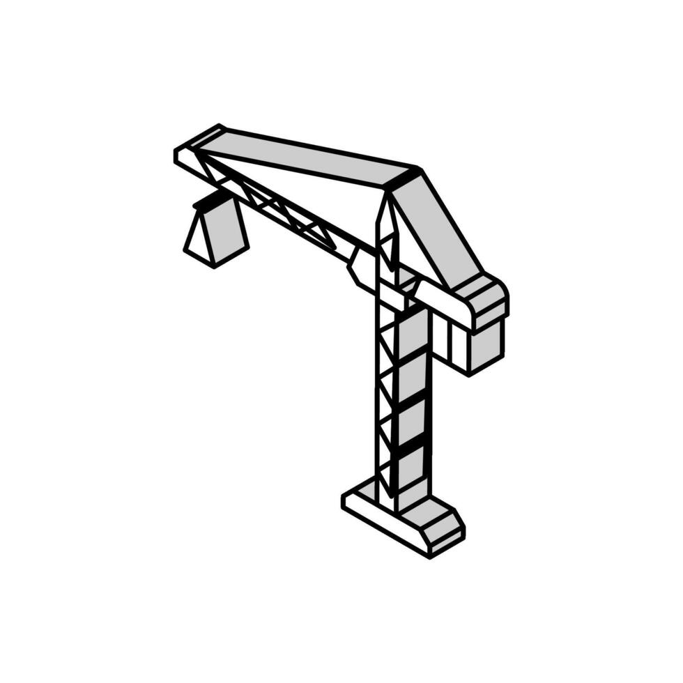 tower crane civil engineer isometric icon vector illustration