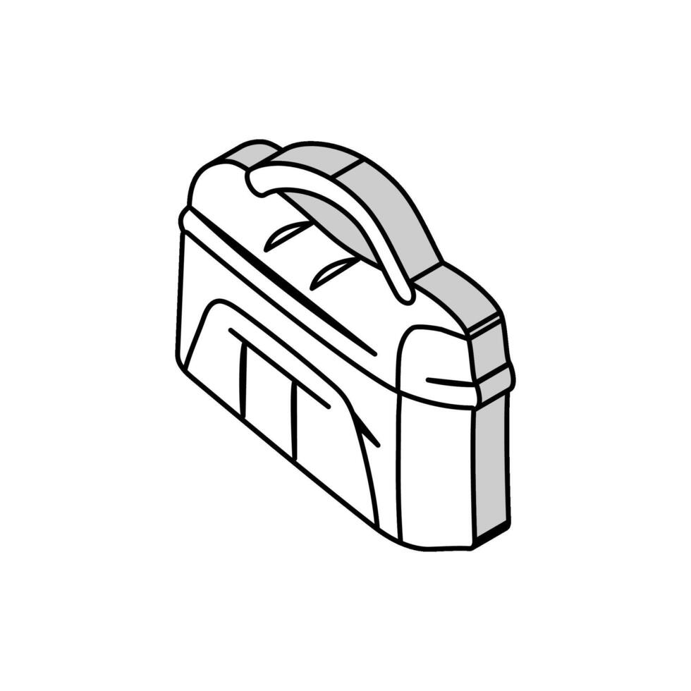 almuerzo caja bolso colegio isométrica icono vector ilustración