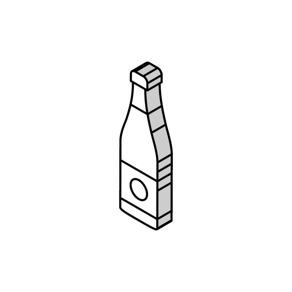 sake bottle japanese food isometric icon vector illustration