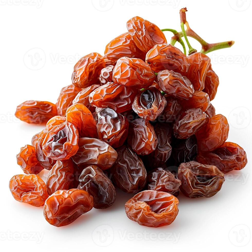 AI generated Raisins on white isolated background - AI generated image photo