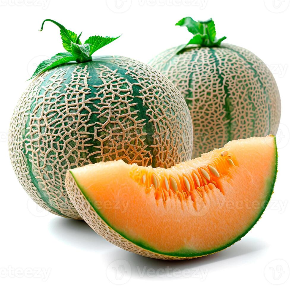 ai generado maduro melón en un blanco aislado antecedentes - ai generado imagen foto