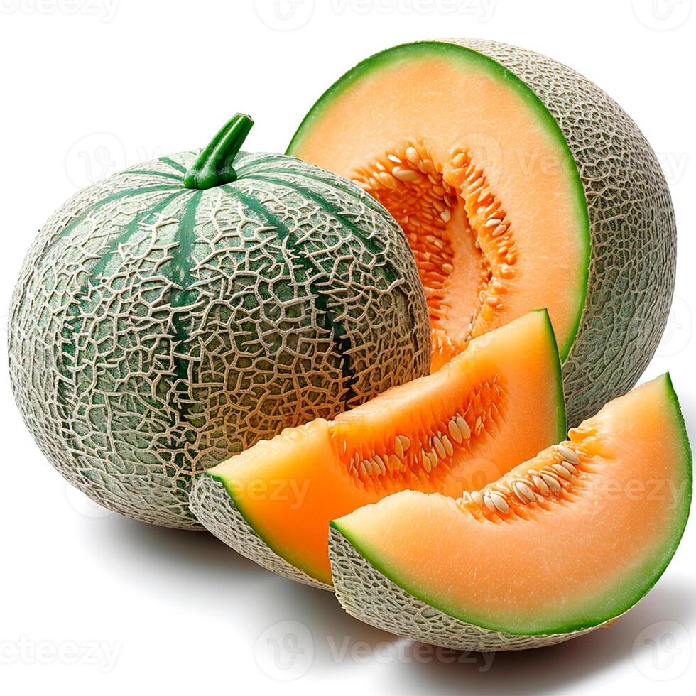 AI generated Ripe melon on a white isolated background - AI generated image photo