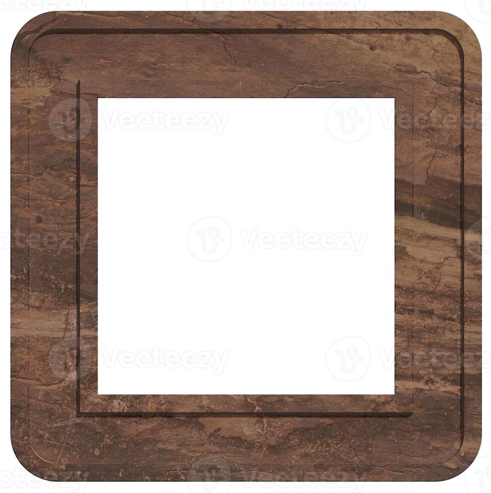 Blank square brown wooden frame on isolated background photo