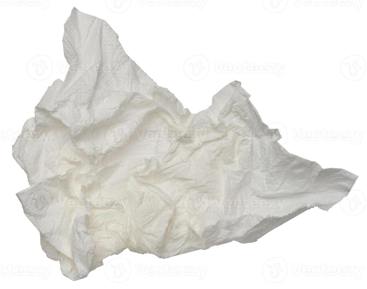 White crumpled paper napkin on isolated background photo