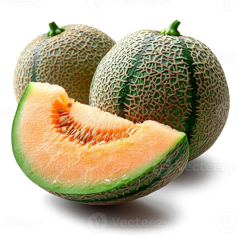 AI generated Ripe melon on a white isolated background - AI generated image photo