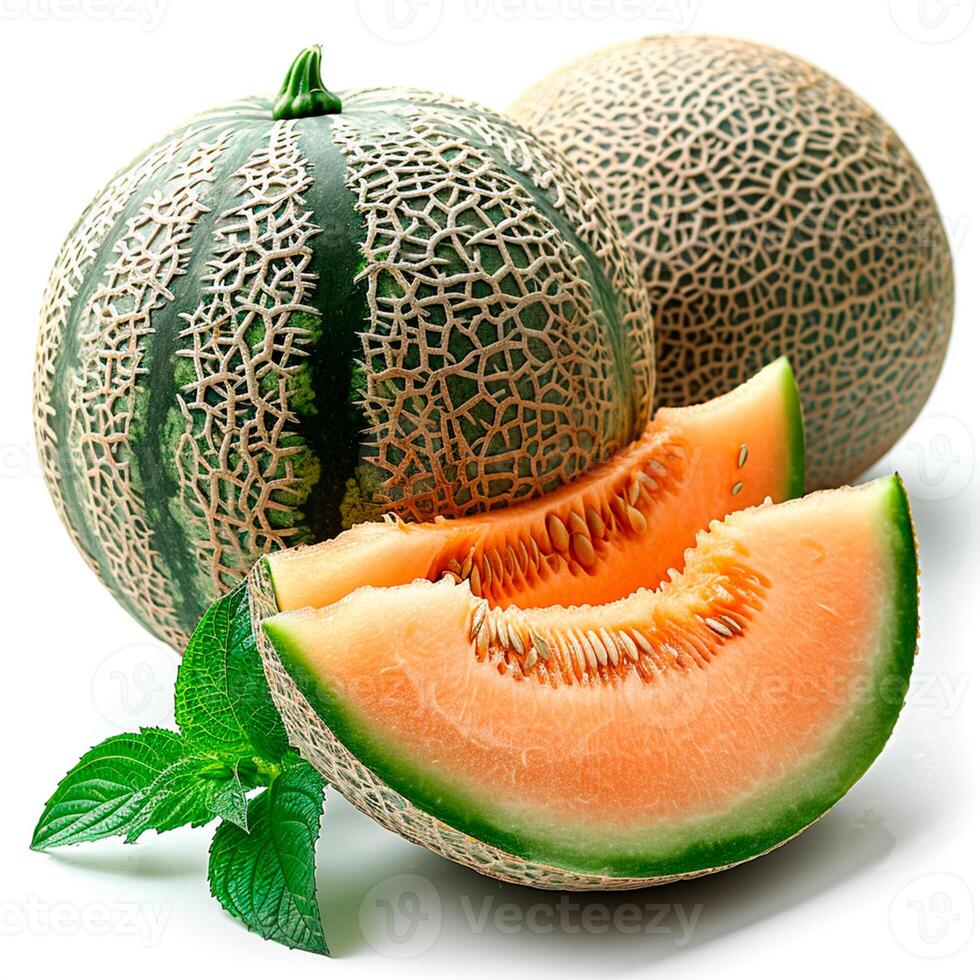 AI generated Ripe melon on a white isolated background - AI generated image photo