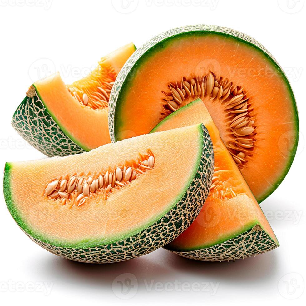 AI generated Ripe melon on a white isolated background - AI generated image photo