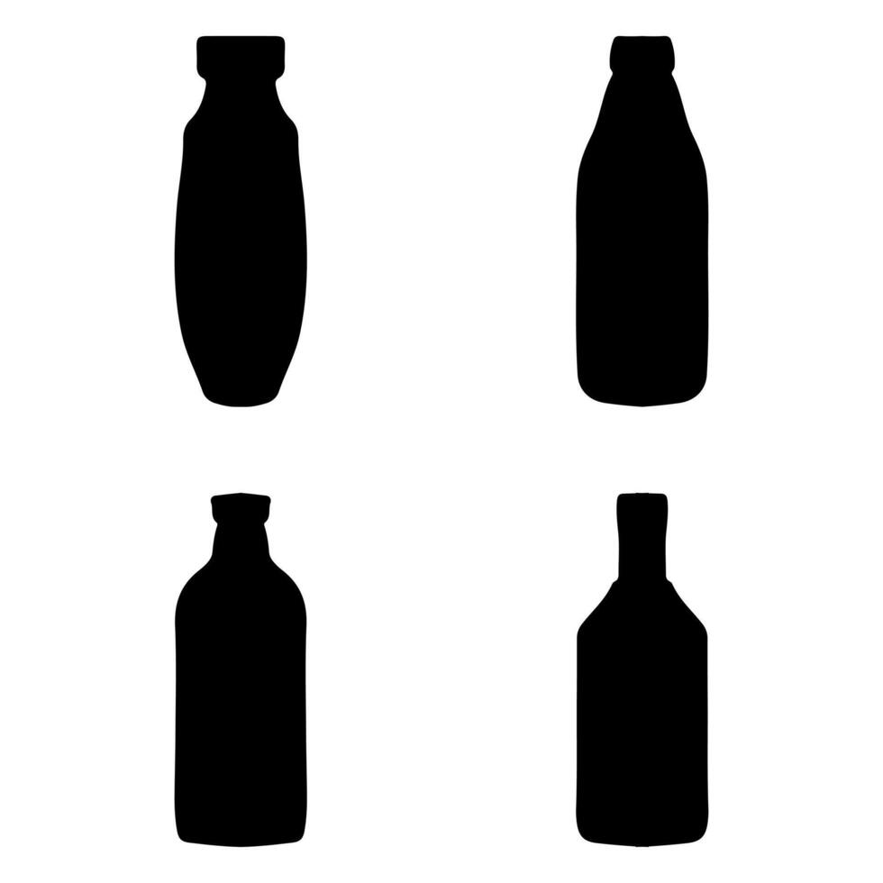 Drink bottle silhouette vector set