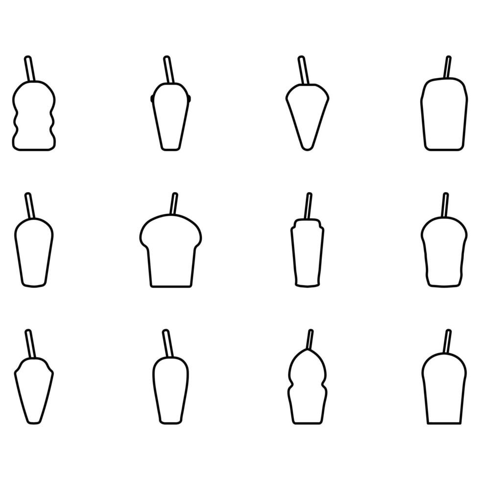 Ice blend outline icon set. Drink vector