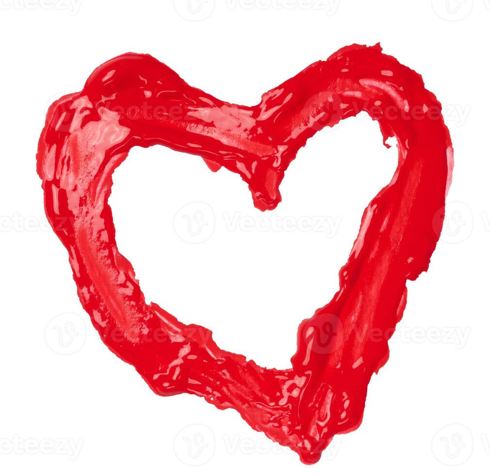 un corazón dibujado con grueso rojo pintar, un símbolo de amor. foto