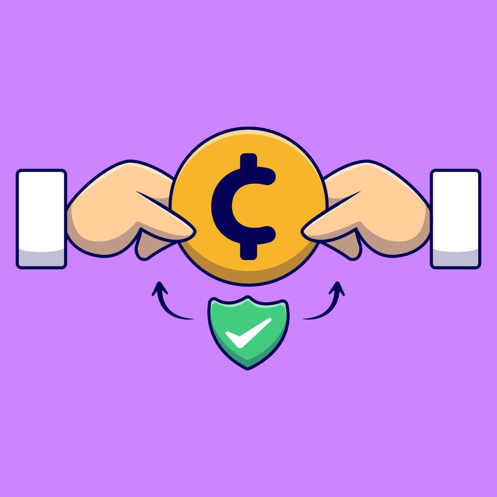 Coin Transaction Security Cartoon Vector Icons Illustration. Flat Cartoon Concept. Suitable for any creative project.