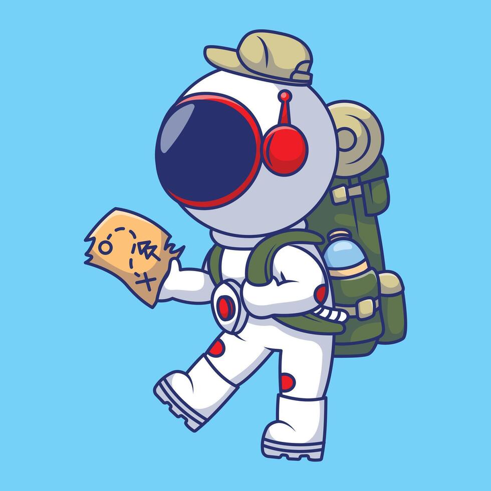 Cute Astronaut Travel Backpacker Cartoon Vector Icons Illustration. Flat Cartoon Concept. Suitable for any creative project.