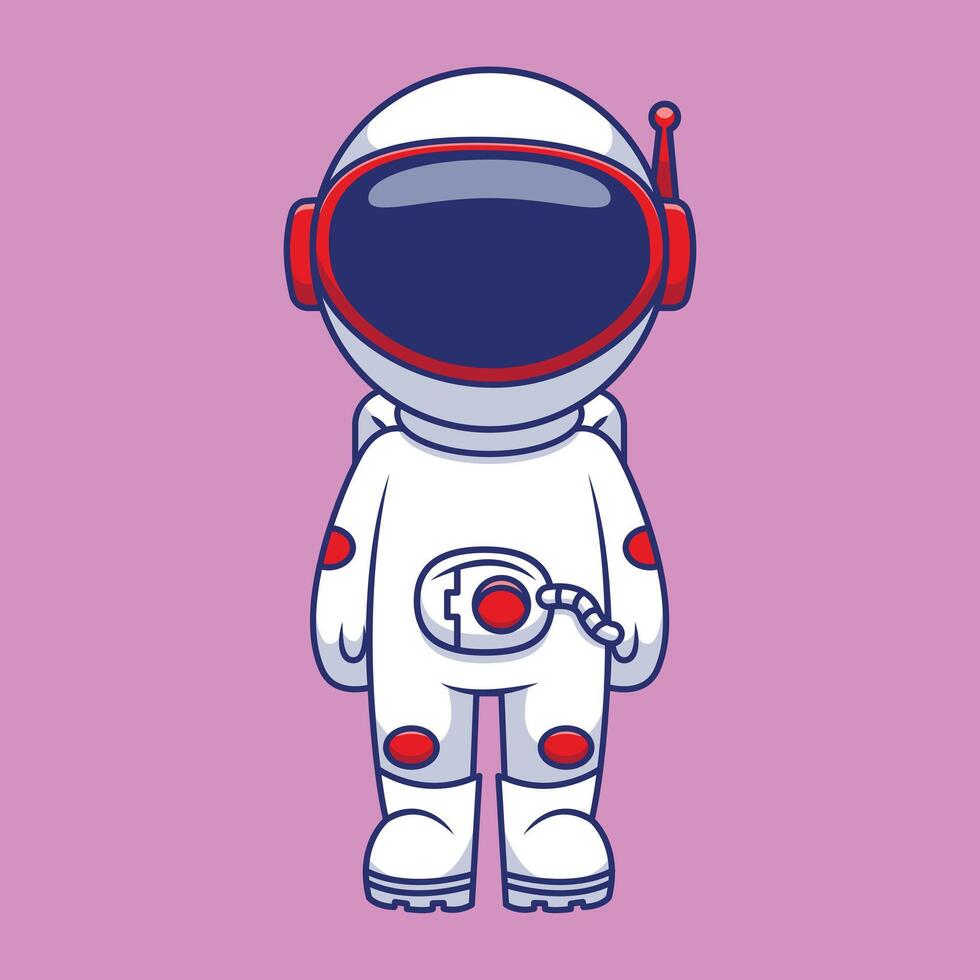 Cute Astronaut Standing Cartoon Vector Icons Illustration. Flat Cartoon Concept. Suitable for any creative project.