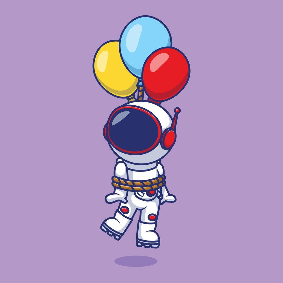 linda astronauta flotante con globo dibujos animados vector íconos ilustración. plano dibujos animados concepto. adecuado para ninguna creativo proyecto.