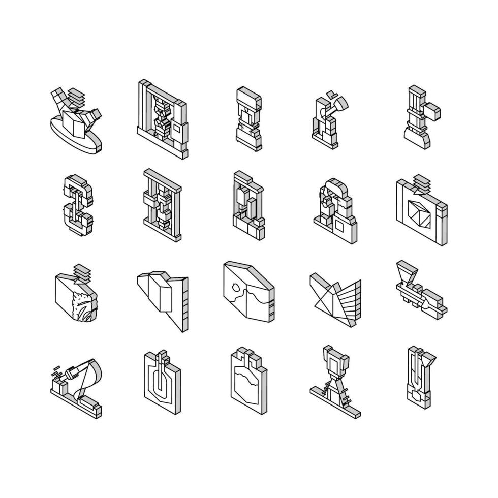 material construction engineer isometric icons set vector