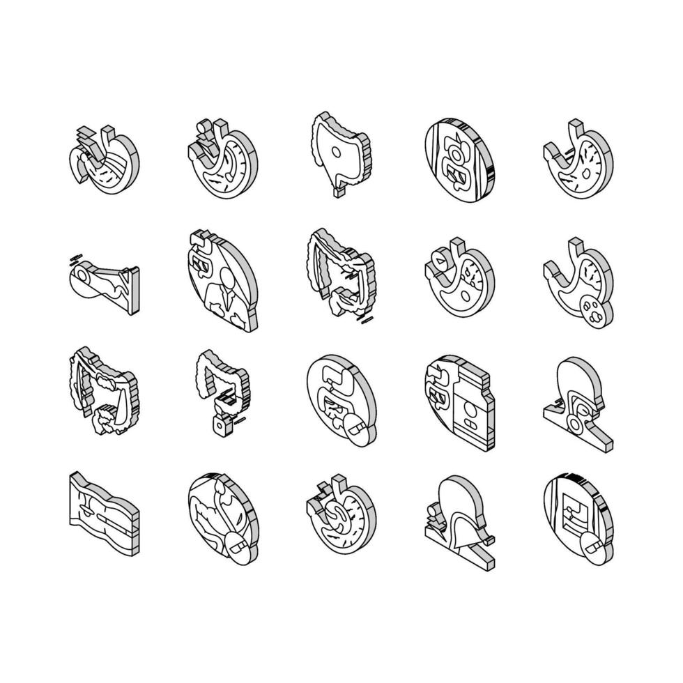 gastroenterologist doctor stomach isometric icons set vector