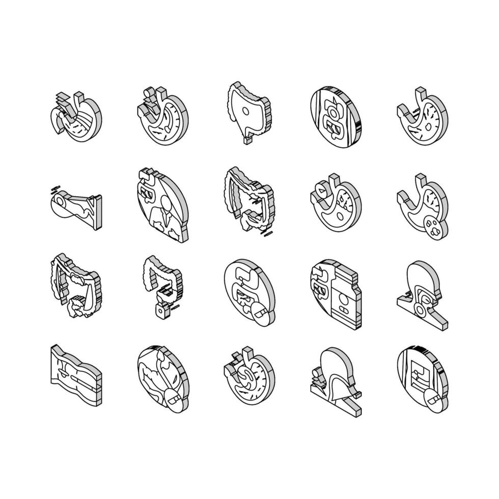 gastroenterologist doctor stomach isometric icons set vector