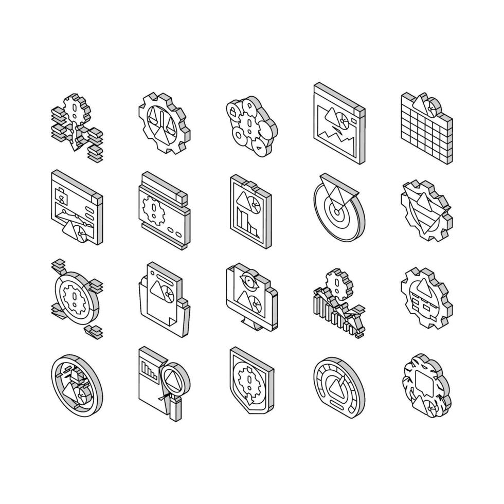 risk analyst business isometric icons set vector