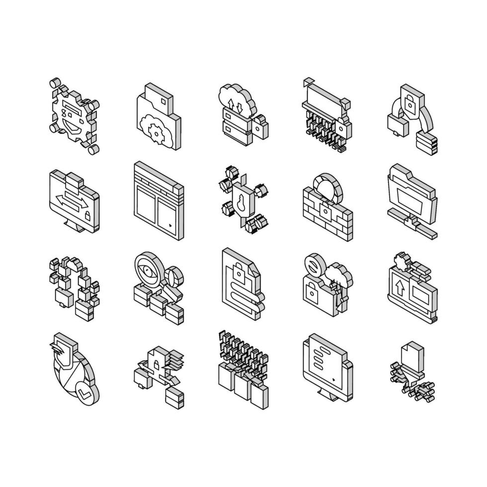 Ssh, Sftp File Transfer Protocol isometric icons set vector