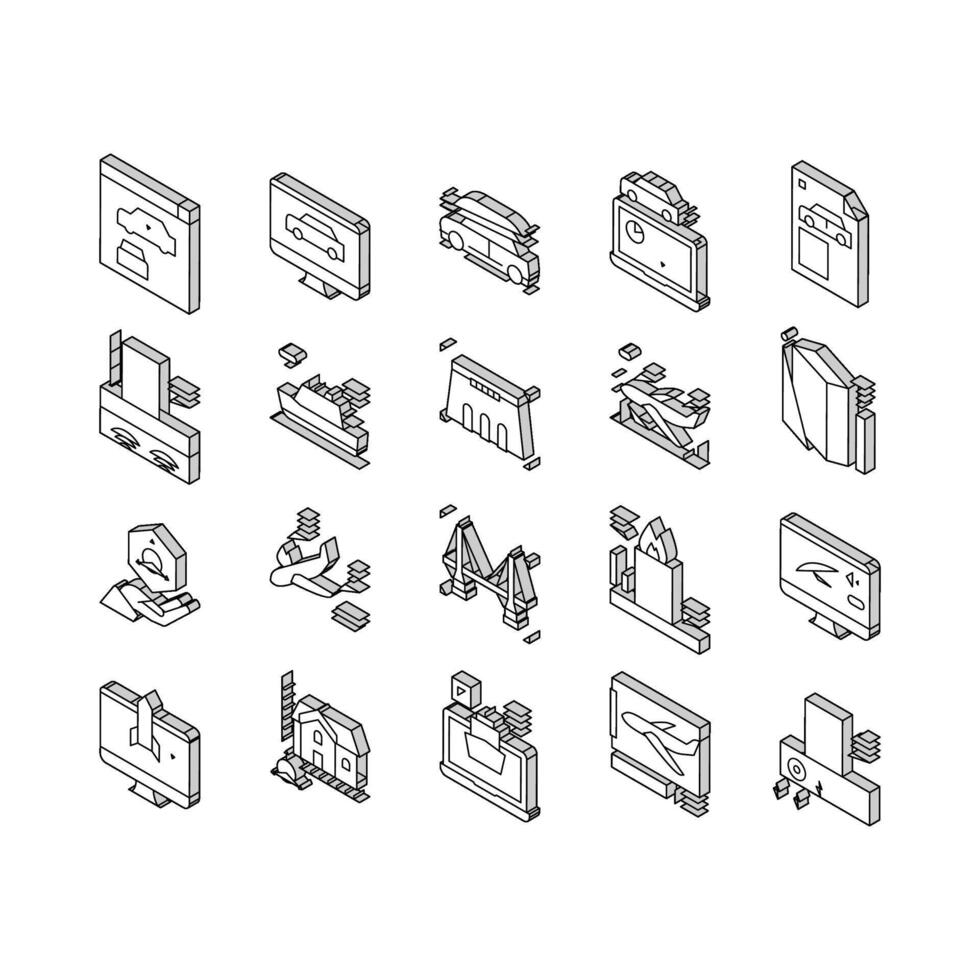 modelado Ingenieria colección isométrica íconos conjunto vector firmar