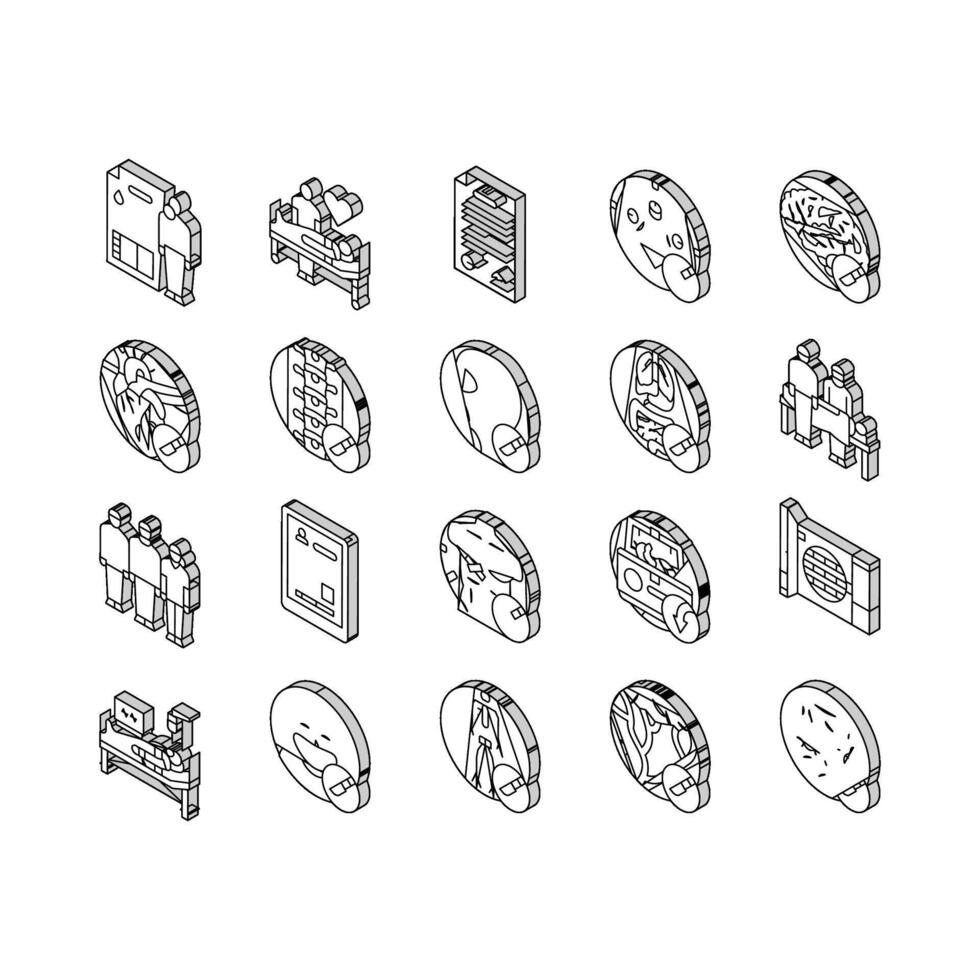 surgeon doctor hospital isometric icons set vector