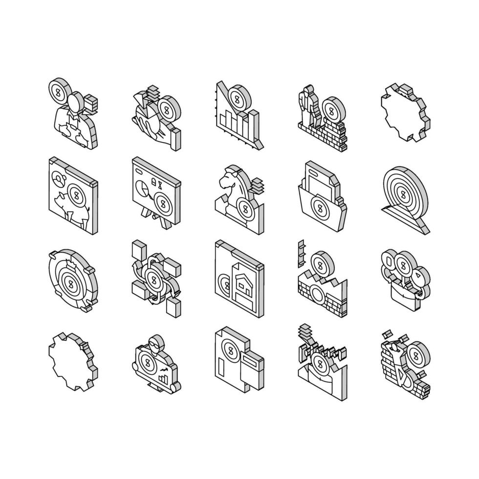 financial advisor meeting isometric icons set vector