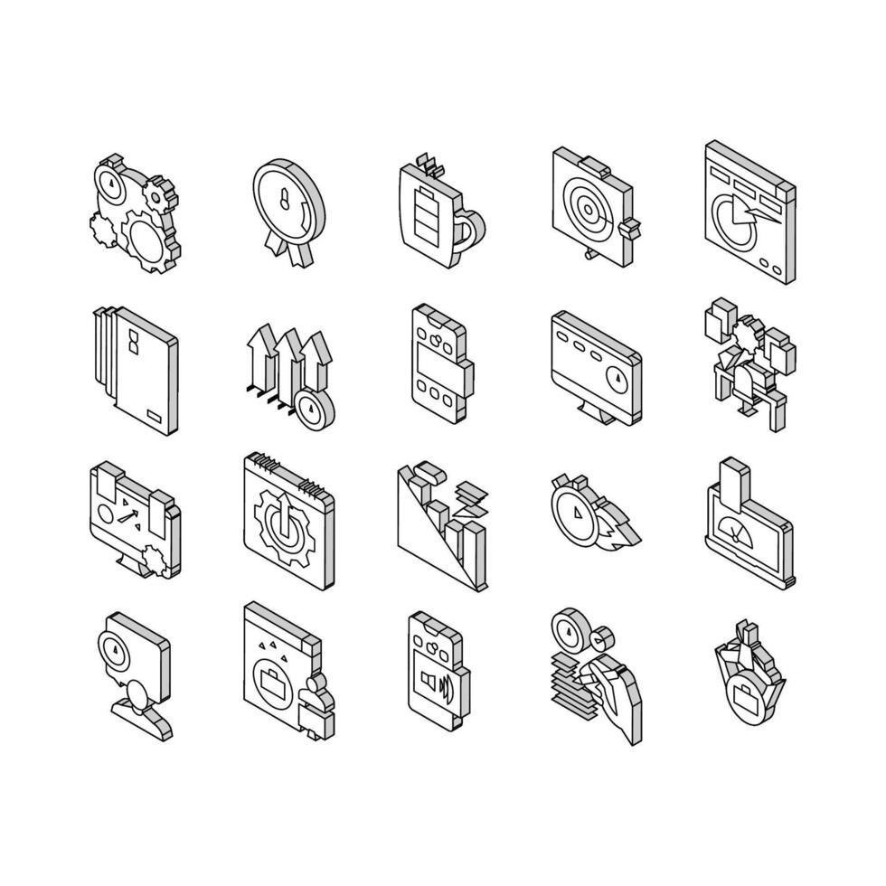 Productivity Manage Collection isometric icons set vector sign