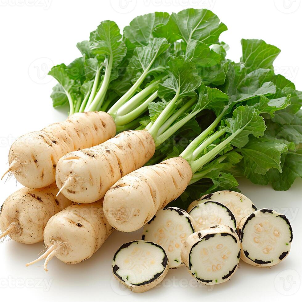 AI generated Daikon on white isolated background - AI generated image photo