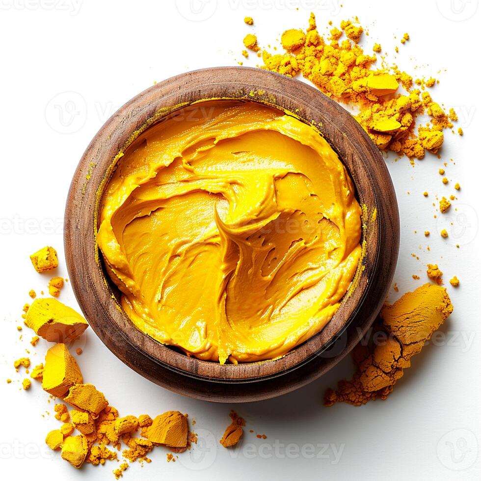 AI generated Liquid mustard, hot sauce, white isolated background - AI generated image photo