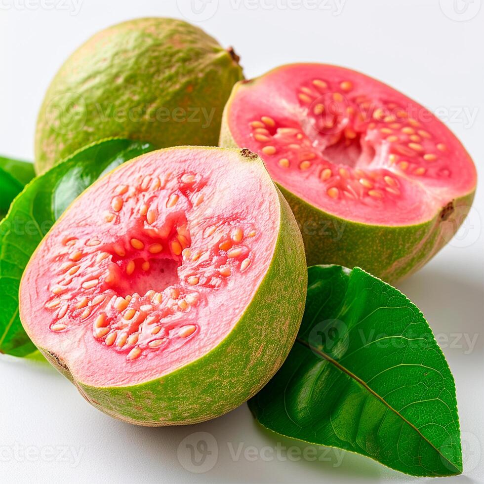 AI generated Guava on white isolated background - AI generated image photo