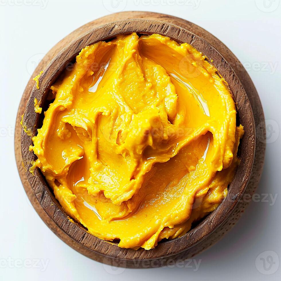 AI generated Liquid mustard, hot sauce, white isolated background - AI generated image photo