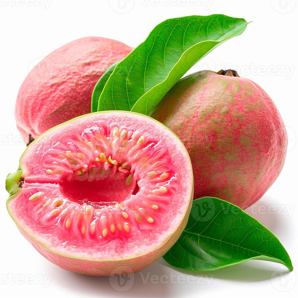AI generated Guava on white isolated background - AI generated image photo
