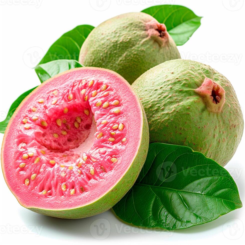 AI generated Guava on white isolated background - AI generated image photo