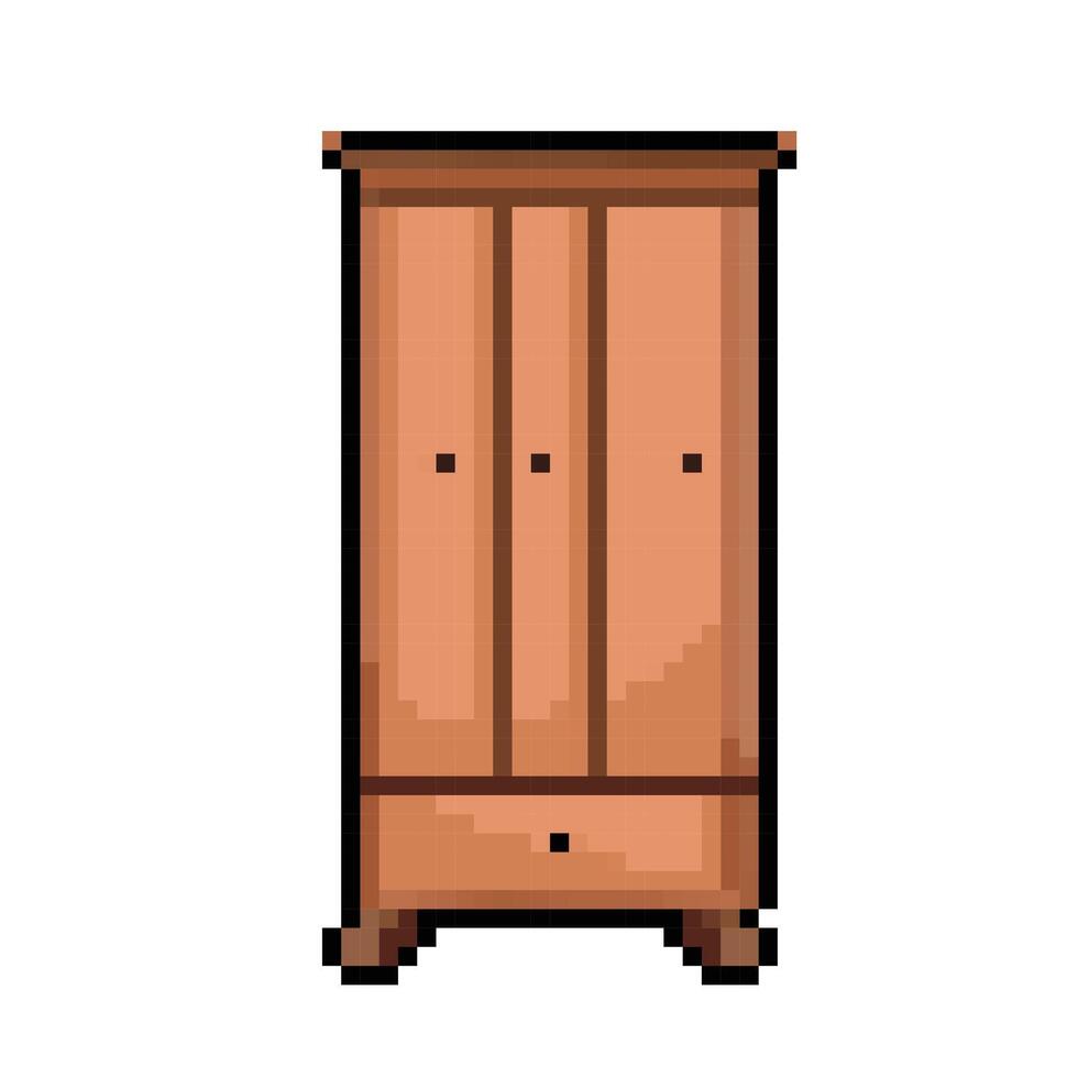 de madera ropa armario. píxel poco retro juego estilizado vector ilustración dibujo. sencillo plano dibujos animados interior hogar mueble dibujo.