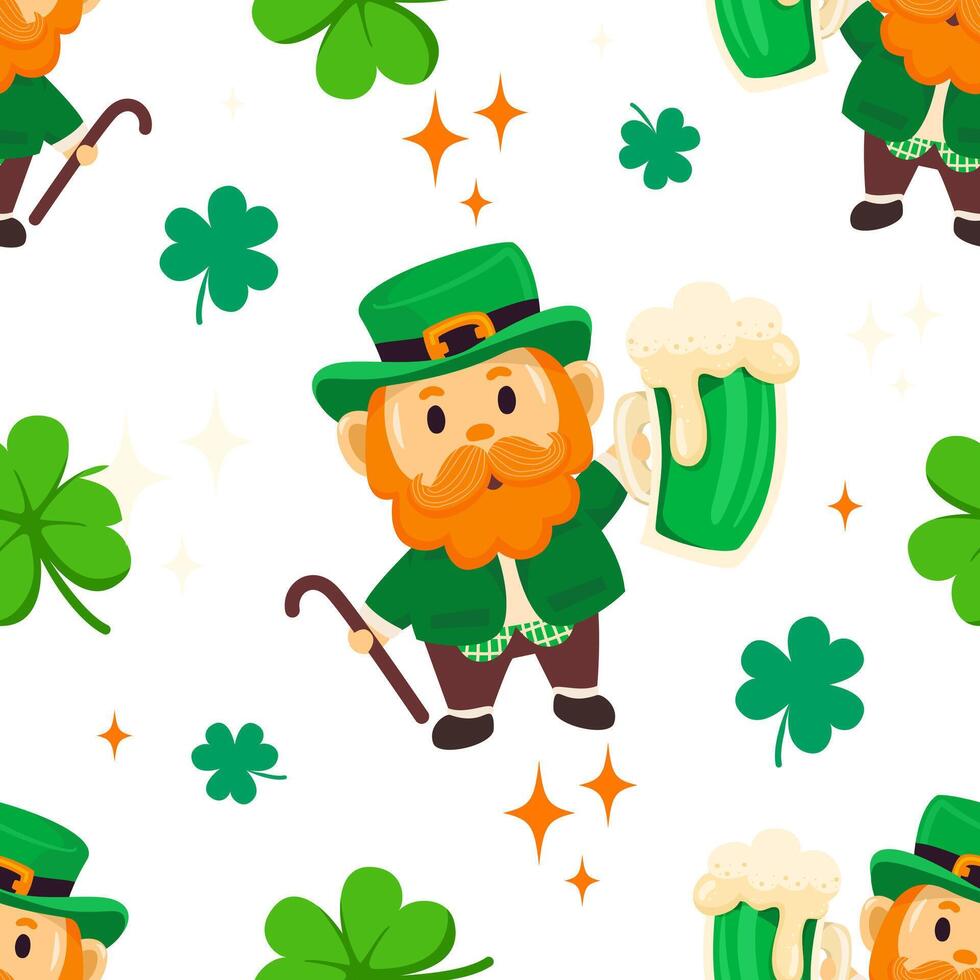 Seamless pattern St.Patrick's Day elements. Vector illustration.