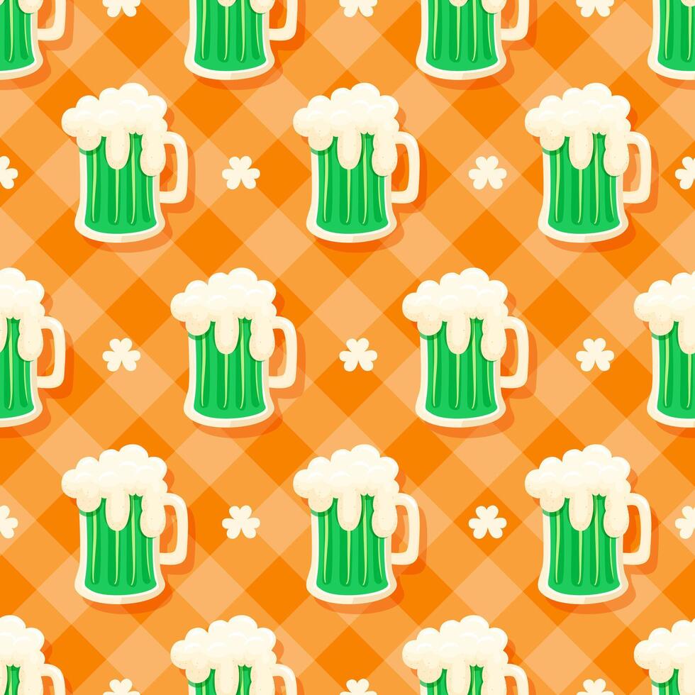 Seamless pattern St.Patrick's Day elements. Vector illustration.